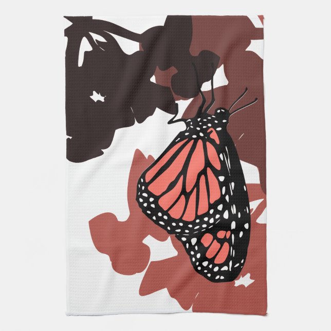 Küchentücher - Korallenfarbener Monarch Butterfly (Vertikal)
