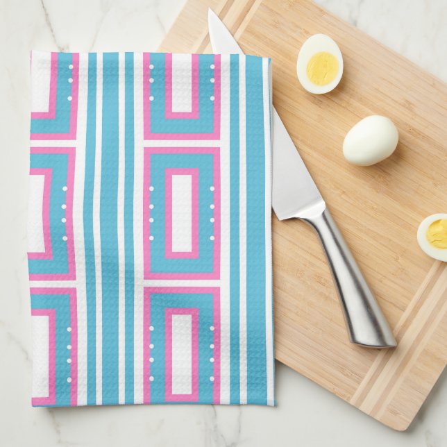 Küchentücher mit Aqua-Pink-Taschenlampen-Mustern (Viertel Falte)