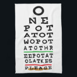 Küchentücher personalisieren Wahrekarte<br><div class="desc">Küchentücher personalisieren "One Potato Two Potato Three Potato Latkes Bitte"/Eye ChartDank für das Anhalten und Einkaufen bei. Sehr geschätzt! Happy Chanukah/Hanukkah!Stil: Küchentücher 16" x 24"Brighten Sie jede Küche mit einem Set von Küchentüchern.Diese haltbaren Tücher aus einer Polyester-Polyamid-Mischung werden mit deinen Texten, Monogrammen oder Motiven großartig aussehen.Diese maschinenwaschbaren Geschirrtücher sehen nicht...</div>