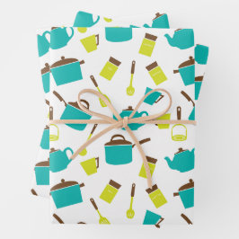 Küchenutensilien, Kochgeschirr, Geschirr, Küchenge Geschenkpapier Set