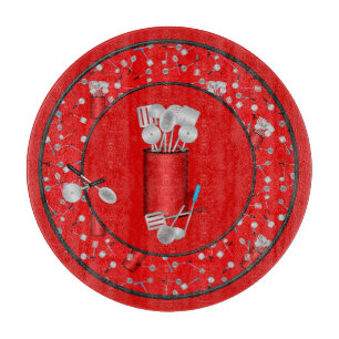 Küchenutensilien, Red-12in ROUND CUTTING BOARD Schneidebrett