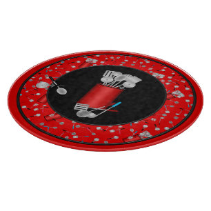 Küchenutensilien, Red Blk-12in ROUND CUTTING BOARD Schneidebrett