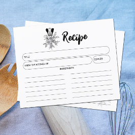 Küchenutensilien und Blume, einfache Rezeptionskar