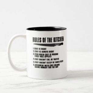 Küchenvorschriften 1. Koch hat Recht.2. Koch Zweifarbige Tasse
