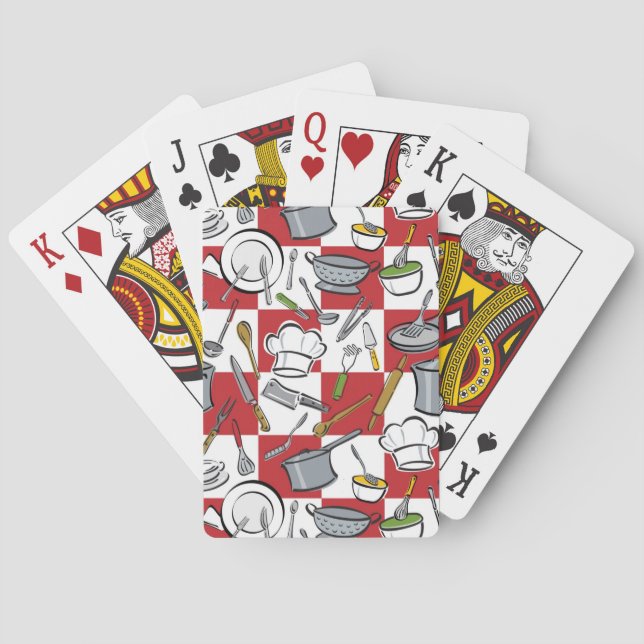 Küchenwerkzeuge Karo Spielkarten (Rückseite)