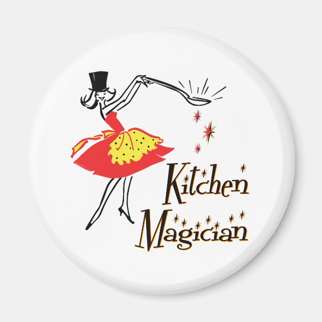 Küchenzauberer Retro-Kochen Art Magnet (Vorne)