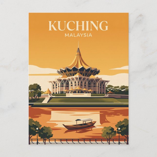 Kuching Waterfront Malaysia Postkarte (Vorderseite)
