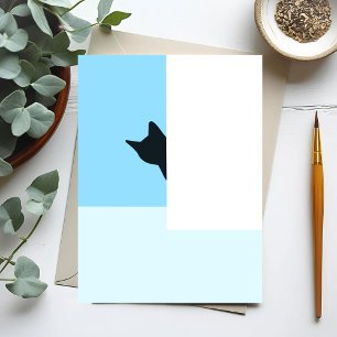 Kuckuck   Katze schaut um die Ecke Malerei Postkarte