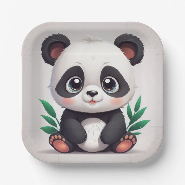 Kudlicher Panda Pappteller (Vorderseite)