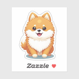 Kudlicher Spitz Fluff, Kawaii Charm, klein Aufkleber