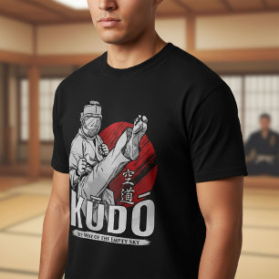 Kudo Kampfsport - Kämpfer und Kanji-Design T-Shirt