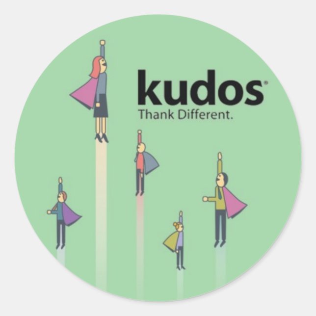 Kudos® Superhero Runder Aufkleber (Vorderseite)