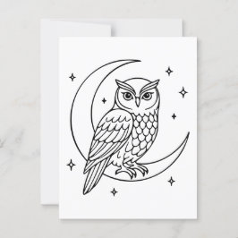 Kugel auf dem Crescent Moon mit Stars Line Art Postkarte