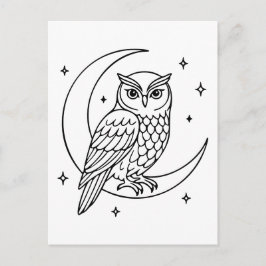 Kugel auf dem Crescent Moon mit Stars Line Art Postkarte