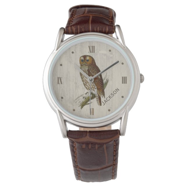 Kugel auf Holz aussehen Personalisiert Armbanduhr (Vorderseite)