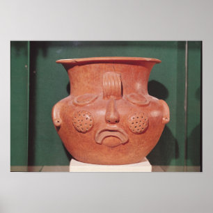 Kugelförmiger Vase mit einem Gesicht, von Poster