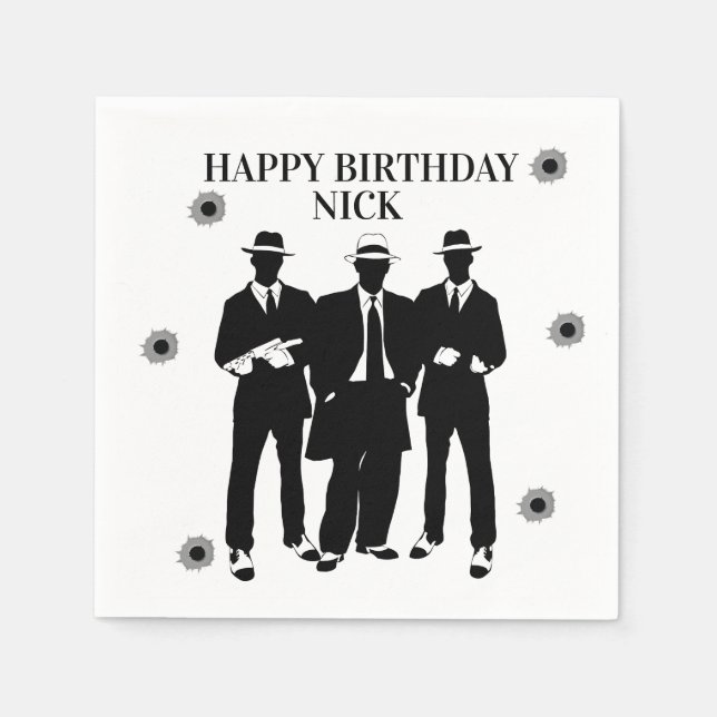 Kugeln und Gangster Party Napkins Serviette (Vorderseite)