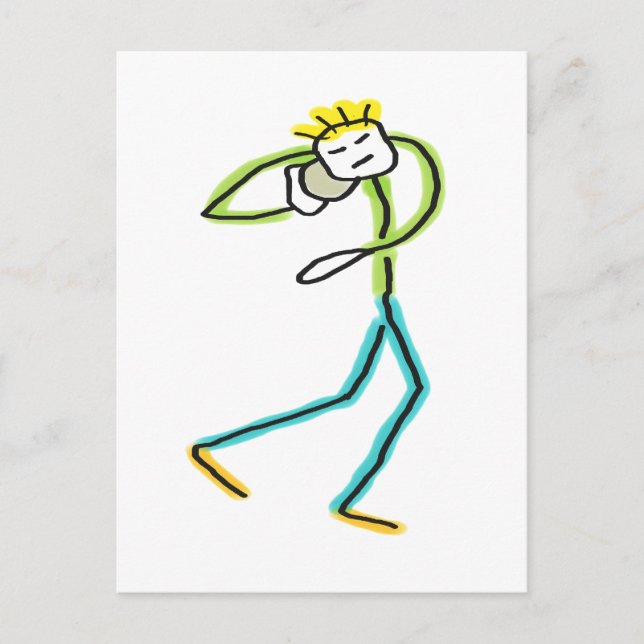 Kugelstoß-Stickman Postkarte (Vorderseite)