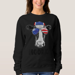 Kuh 4. Juli Moorica Merica Men American Flag S Sweatshirt