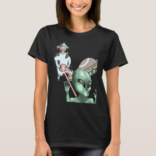 Kuh Alien Ufo Raumschiff Galaxie Science Fiction T-Shirt