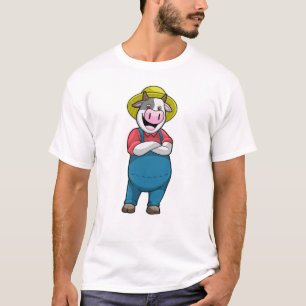 Kuh als Bauer mit Hut T-Shirt