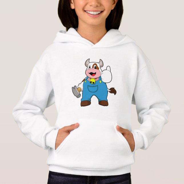 Kuh als Handwerker mit Hammer Hoodie (Vorderseite)