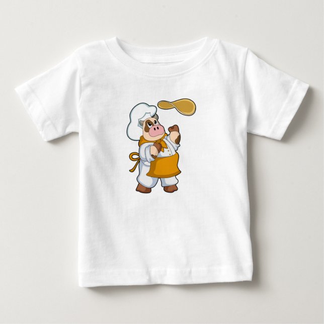 Kuh als Koch mit Teig Baby T-shirt (Vorderseite)