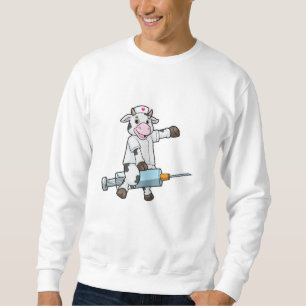 Kuh als Krankenschwester mit Herz und Spritze Sweatshirt