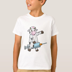 Kuh als Krankenschwester mit Herz und Spritze T-Shirt