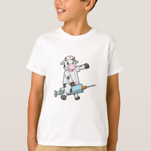 Kuh als Krankenschwester mit Herz und Spritze T-Shirt