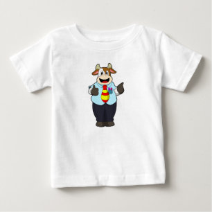 Kuh als Lehrer mit Krawatte Baby T-shirt