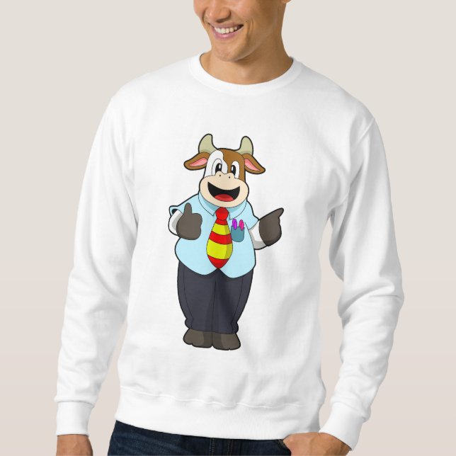 Kuh als Lehrer mit Krawatte Sweatshirt (Vorderseite)