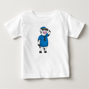 Kuh als Polizeibeamter mit Polizeihut Baby T-shirt
