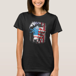 Kuh Amerikanische Flagge Färse US 4. Juli Farm Rin T-Shirt