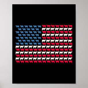 Kuh Amerikanische Flagge Färse USA 4. Juli Farm Ri Poster