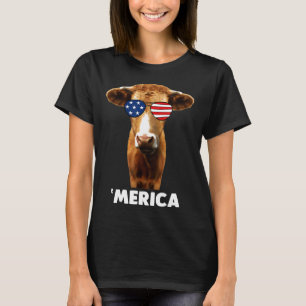 Kuh Amerikanische Flagge Usa Patriotische Kuh T-Shirt