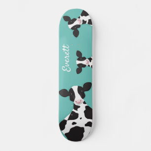 Kuh Aquamarine Schwarz-weiße Tierbezeichnung Skateboard