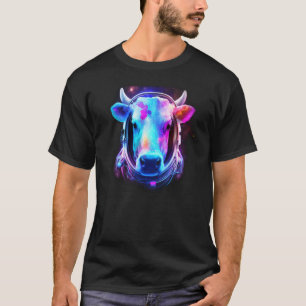 Kuh-Astronaut im Weltraum Farbiger Galaktischer Fo T-Shirt