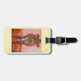 Kuh auf rosa Gepäckgeldbeutelumbau oder Gepäckanhänger