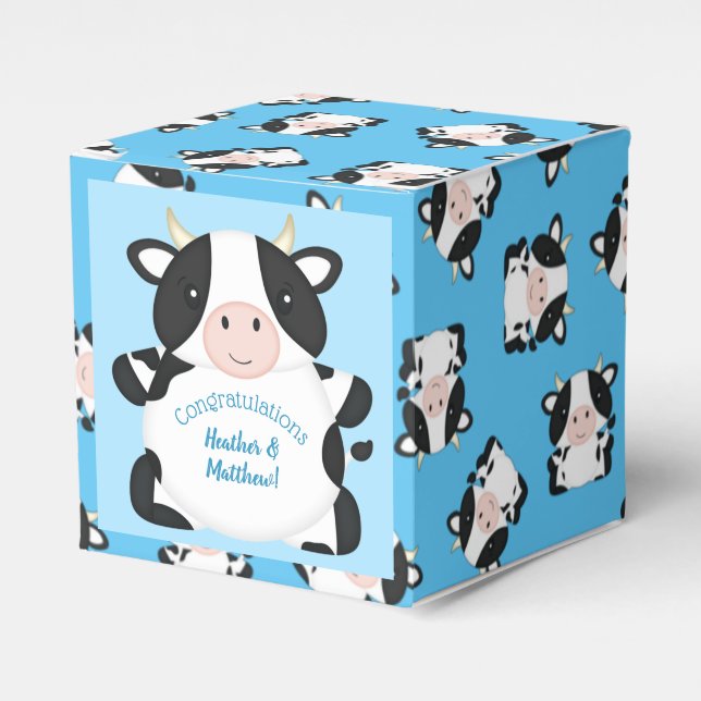 Kuh Baby Dusche Blue Geschenkschachtel (Vorderseite)