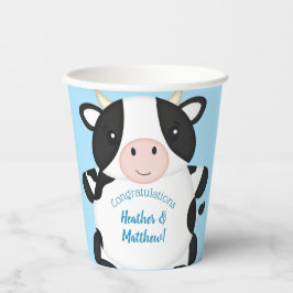 Kuh Baby Dusche Blue Pappbecher