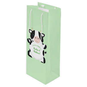 Kuh Baby Dusche Grün Geschenktüte Für Weinflaschen