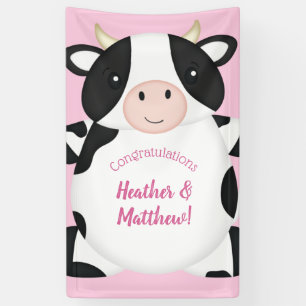 Kuh Baby Dusche Rosa Banner