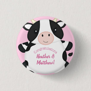 Kuh Baby Dusche Rosa Button