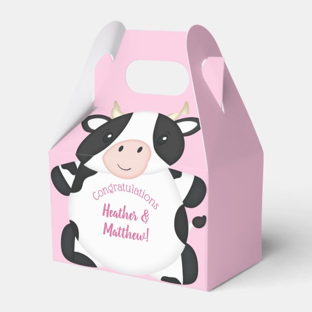 Kuh Baby Dusche Rosa Geschenkschachtel (Vorderseite)