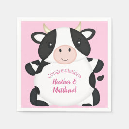 Kuh Baby Dusche Rosa Serviette