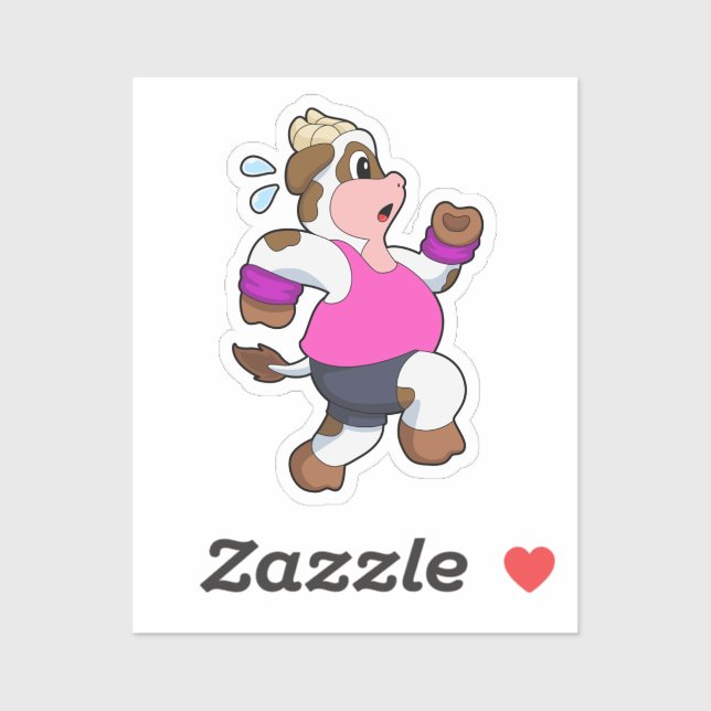 Kuh beim Laufen Aufkleber (Blatt)