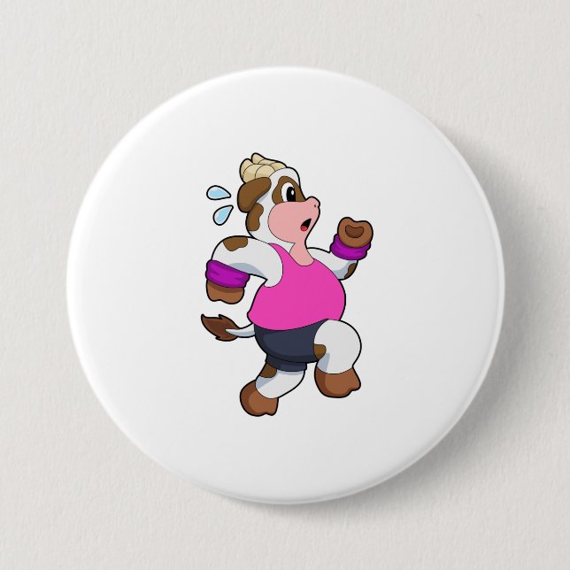 Kuh beim Laufen Button (Vorderseite)