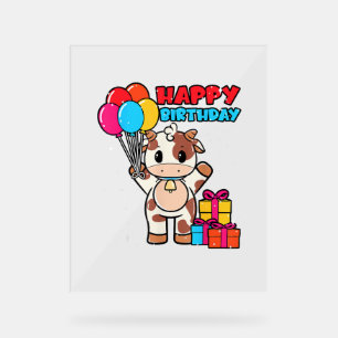 Kuh Birthday Balloon Thema Cattleman Bauer Niedlic Acrylschild