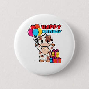 Kuh Birthday Balloon Thema Cattleman Bauer Niedlic Button